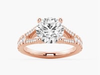 Round Cut Split Shank Moissanite Engagement Ring