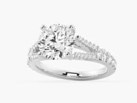 Round Cut Split Shank Moissanite Engagement Ring