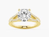 Round Cut Split Shank Moissanite Engagement Ring