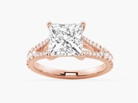Princess Cut Split Shank Moissanite Engagement Ring