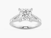 Princess Cut Split Shank Moissanite Engagement Ring