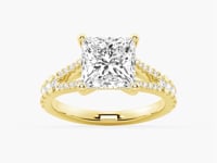 Princess Cut Split Shank Moissanite Engagement Ring