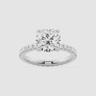 Round Moissanite Engagement Ring With Eternity Pave Band