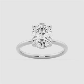 Four Prongs Oval Solitaire Moissanite Engagement Ring