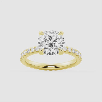 Round Moissanite Engagement Ring With Eternity Pave Band