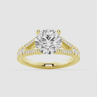 Round Cut Split Shank Moissanite Engagement Ring