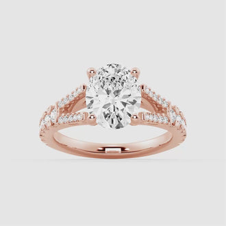 Oval Cut Split Shank Moissanite Engagement Ring