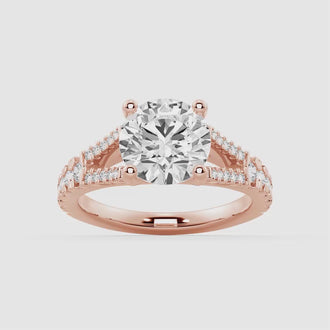 Round Cut Split Shank Moissanite Engagement Ring
