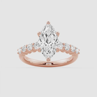 Classic Shared Prong Marquise Cut Moissanite Engagement Ring