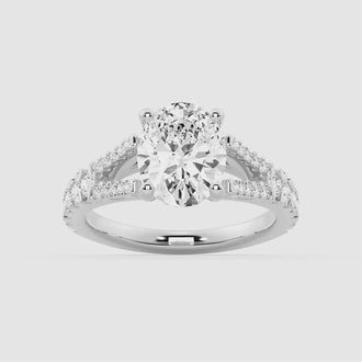 Oval Cut Split Shank Moissanite Engagement Ring