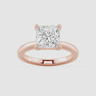 Classic Solitaire Princess Cut Moissanite Engagement Ring