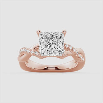 Twisted Band Princess Cut Moissanite Engagement Ring