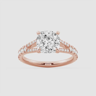 Cushion Cut Split Shank Moissanite Engagement Ring