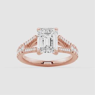 Emerald Cut Split Shank Moissanite Engagement Ring