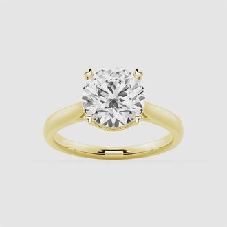 Secret Solitaire Round Moissanite Engagement Ring