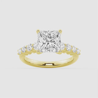 Classic Shared Prong Princess Cut Moissanite Engagement Ring