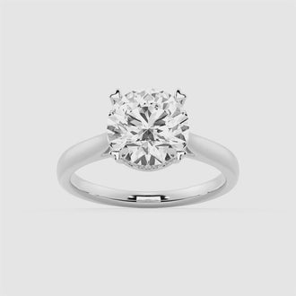 Secret Solitaire Round Moissanite Engagement Ring