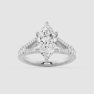 Marquise Cut Split Shank Moissanite Engagement Ring