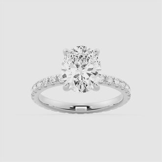 Oval Cut Moissanite Engagement Ring With Eternity Pave Band