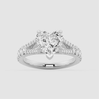 Heart Shaped Split Shank Moissanite Engagement Ring