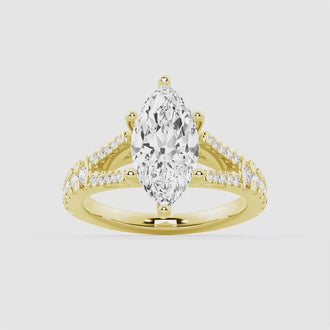 Marquise Cut Split Shank Moissanite Engagement Ring