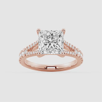 Princess Cut Split Shank Moissanite Engagement Ring