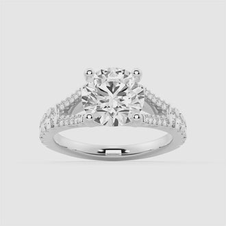 Round Cut Split Shank Moissanite Engagement Ring