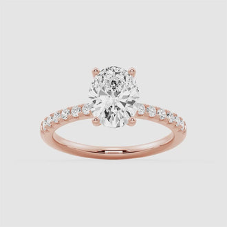 Petite Micropavé Oval Shaped Moissanite Engagement Ring