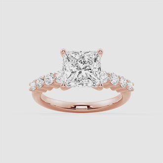 Classic Shared Prong Princess Cut Moissanite Engagement Ring