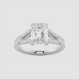 Emerald Cut Split Shank Moissanite Engagement Ring