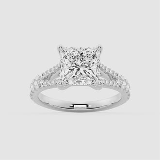 Princess Cut Split Shank Moissanite Engagement Ring