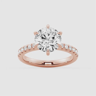Six Prong French Pavé Moissanite Engagement Ring