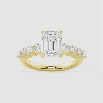 Classic Shared Prong Emerald Cut Moissanite Engagement Ring