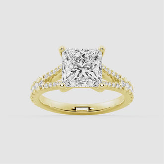 Princess Cut Split Shank Moissanite Engagement Ring