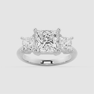 Princess Cut Three Stone Moissanite Engagement Ring