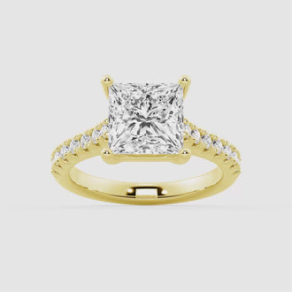 Princess Cut Pavé Moissanite Engagement Ring