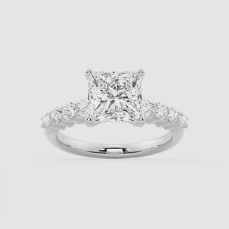 Classic Shared Prong Princess Cut Moissanite Engagement Ring