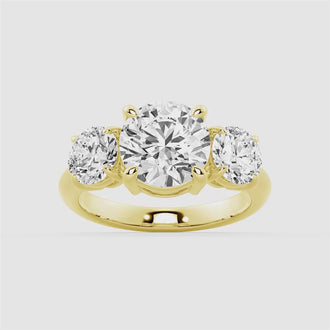 Round Cut Three Stone Moissanite Engagement Ring