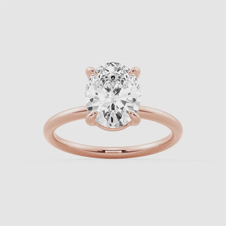 Four Prongs Oval Solitaire Moissanite Engagement Ring