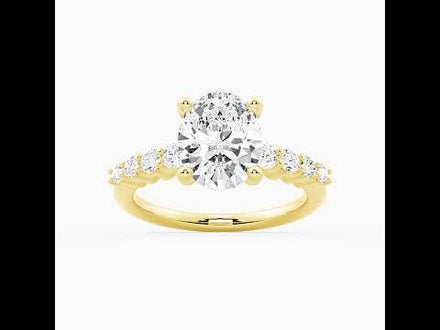 Classic Shared-Prong Oval Cut Moissanite Engagement Ring