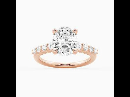 Classic Shared-Prong Oval Cut Moissanite Engagement Ring