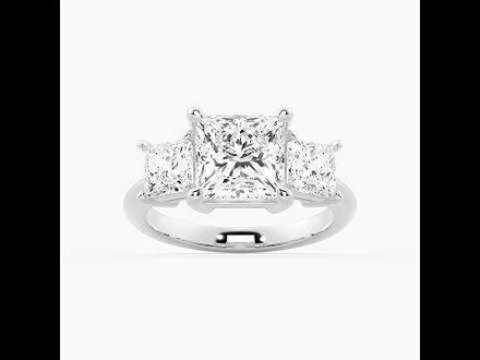 NEW Princess Cut Three Stone Moissanite Engagement Ring