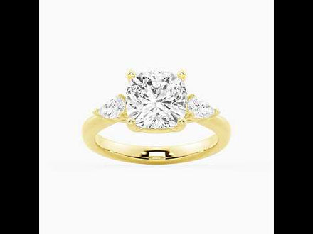 Classic Cushion Cut Three Stone Engagement Ring