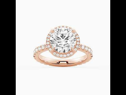 Half Eternity Round Cut Moissanite Halo Engagement Ring