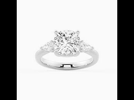 Classic Cushion Cut Three Stone Engagement Ring