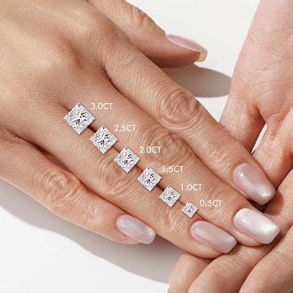 Halo Princess Cut Moissanite Engagement Ring With Split Band