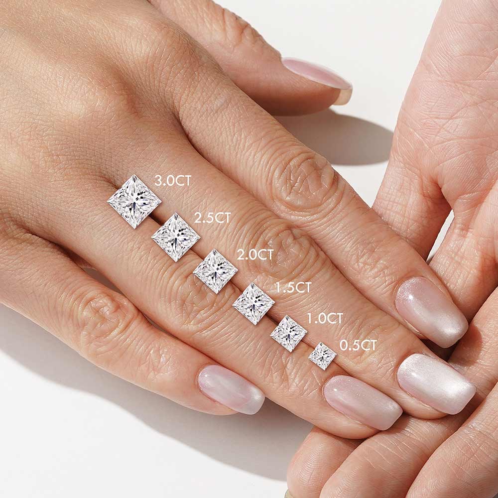 Twisted Band Princess Cut  Three Stone Moissanite Engagement Ring