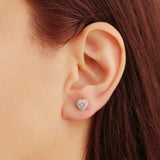 1 CT. Heart Love Halo Moissanite Stud Earrings