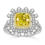 2 CT. Yellow Halo Luxe Baguette Gemstone Ring