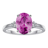 2 CT. Perfect Fit Three Stone Oval Lab Grown Pink Ring